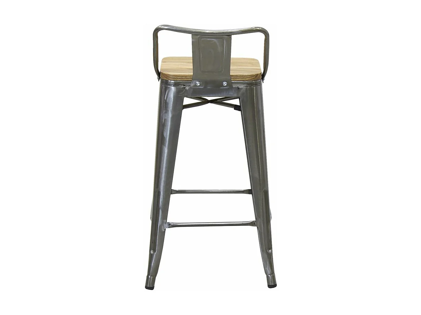 Tabouret de bar en acier brossé et bois d'orme huilé