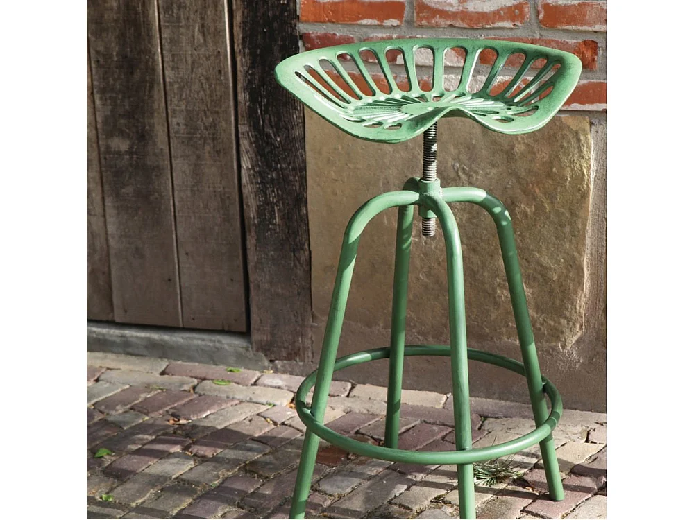 Tabouret avec assise de tracteur en métal Vert