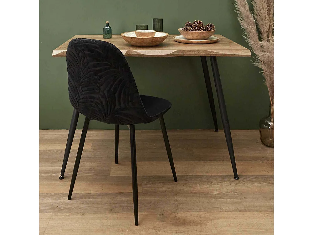 Chaise en métal assise en velours Leaf (Lot de 2)