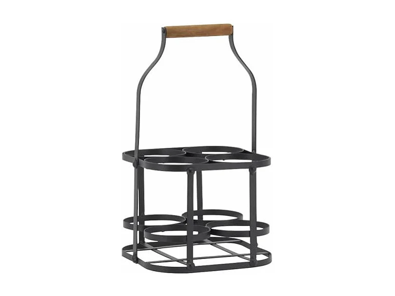 Panier bouteilles en métal et bois 6 bouteilles