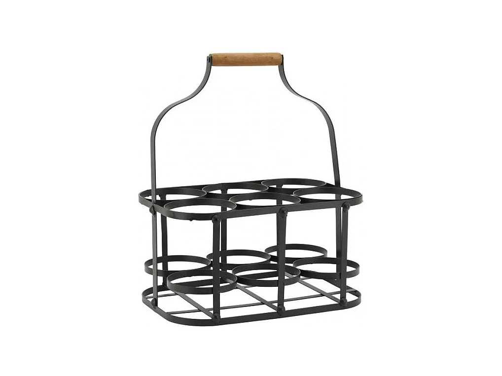 Panier bouteilles en métal et bois 6 bouteilles
