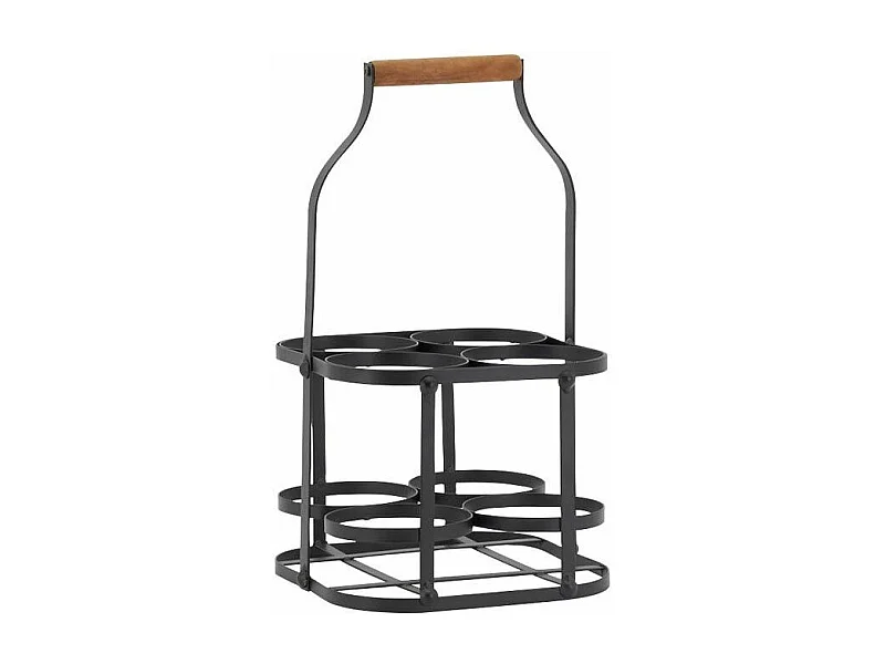 Panier bouteilles en métal et bois 4 bouteilles