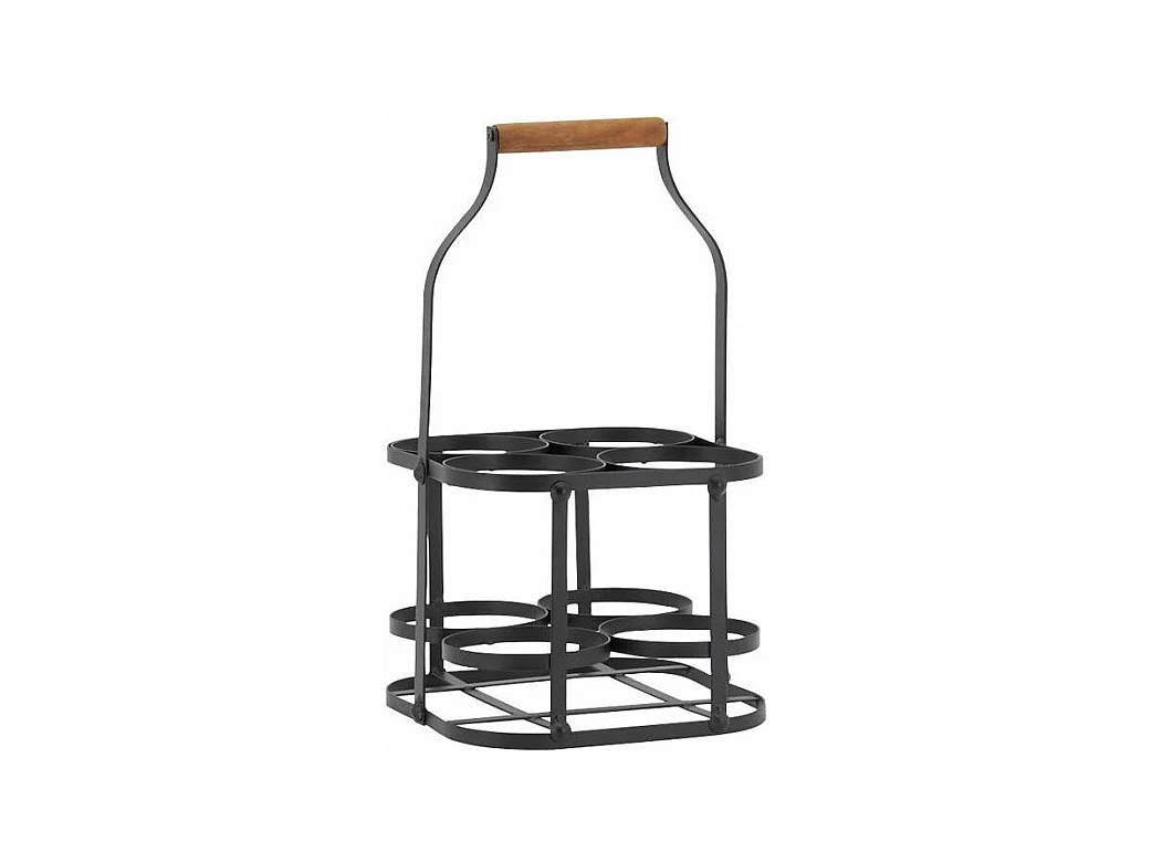Panier bouteilles en métal et bois 4 bouteilles