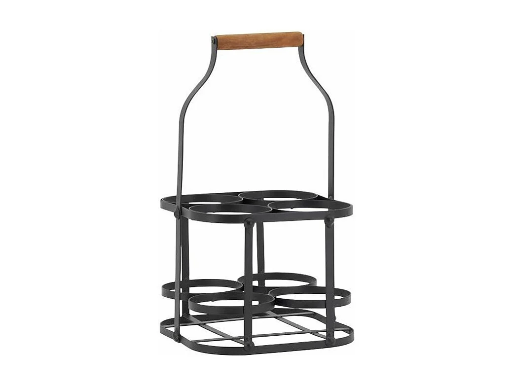 Panier bouteilles en métal et bois 4 bouteilles