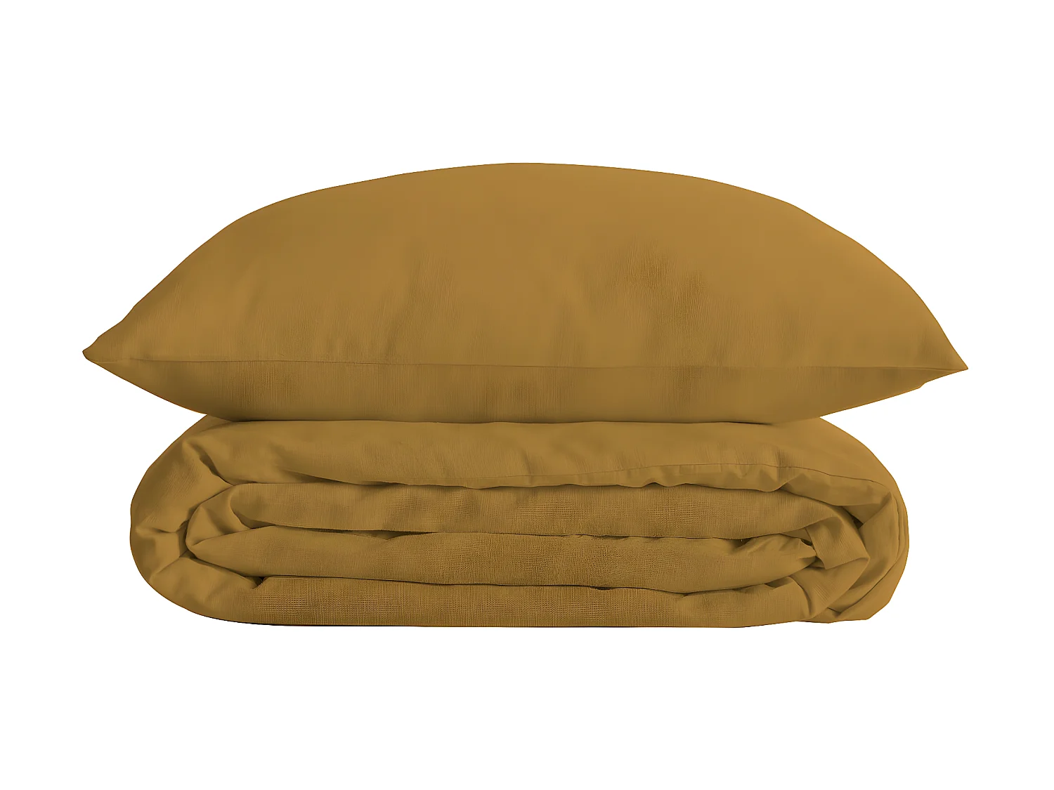 Parure de lit 2 Personnes en Percale de Coton Jaune Ocre  240 x 220 cm Housse de couette avec 2 taies