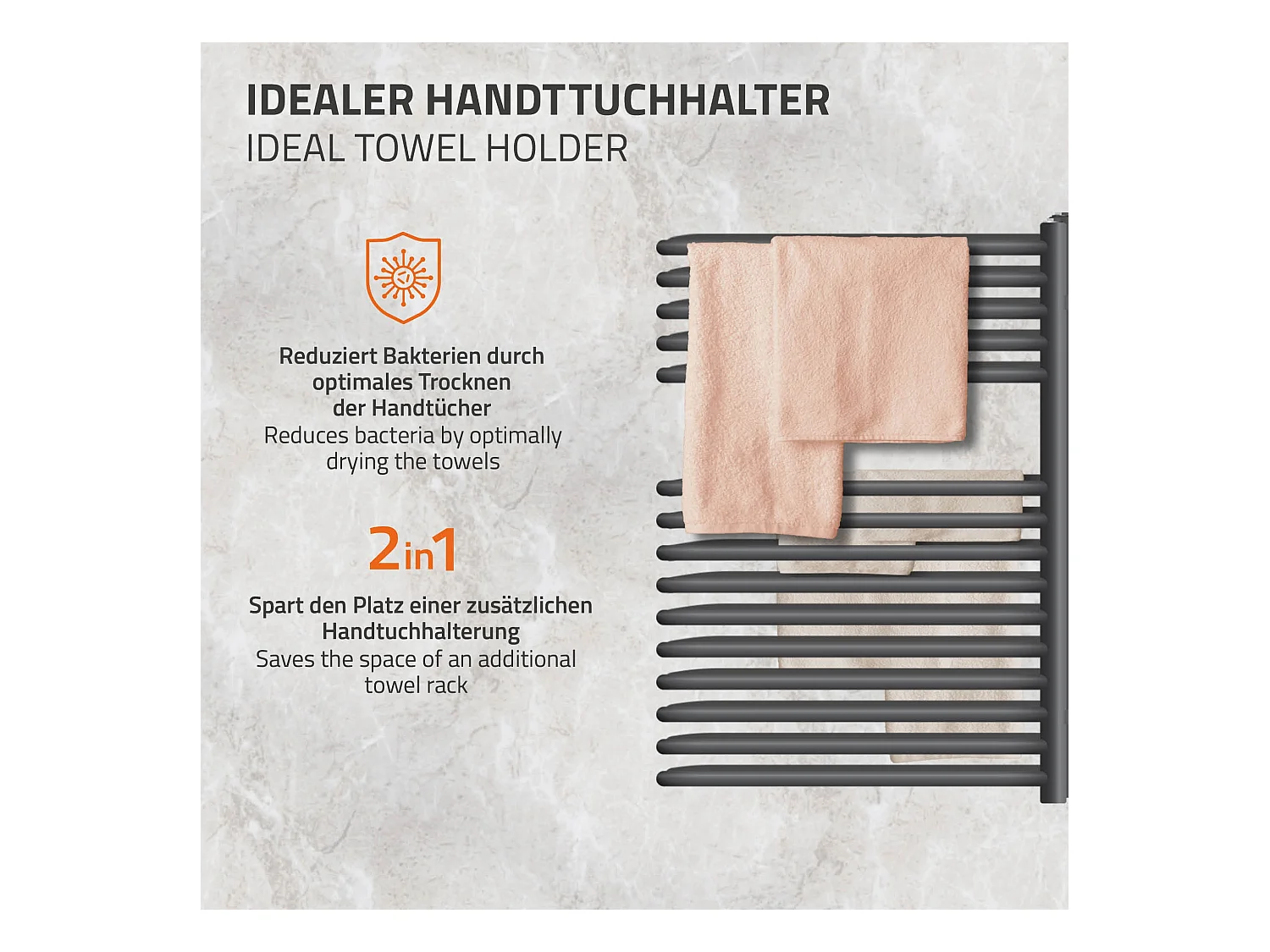 Radiador separador toallero de baño antracita 500x800mm elemento calefactor 600W