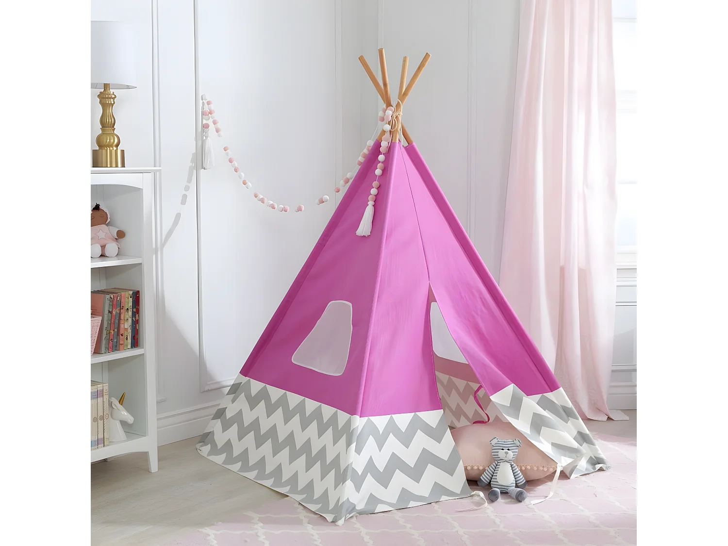 Tepee per bambini in tela e bambù - Rosa