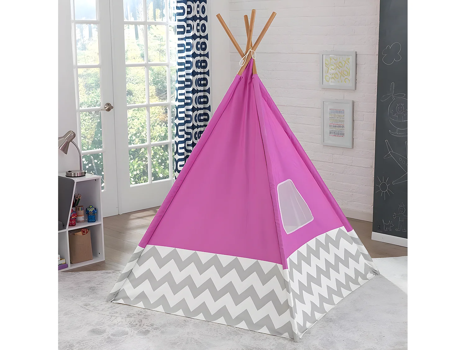Tepee per bambini in tela e bambù - Rosa