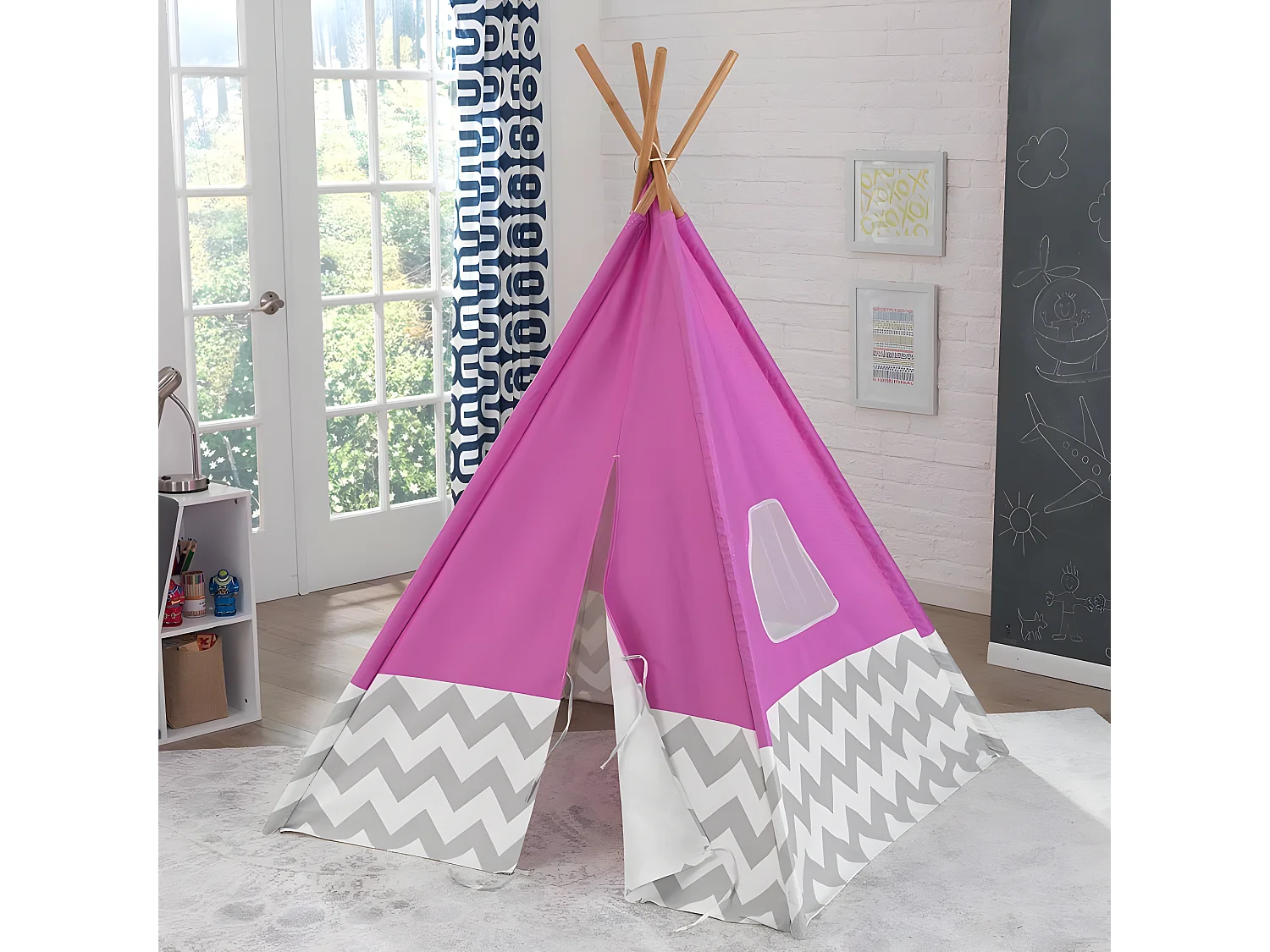 Tepee per bambini in tela e bambù - Rosa