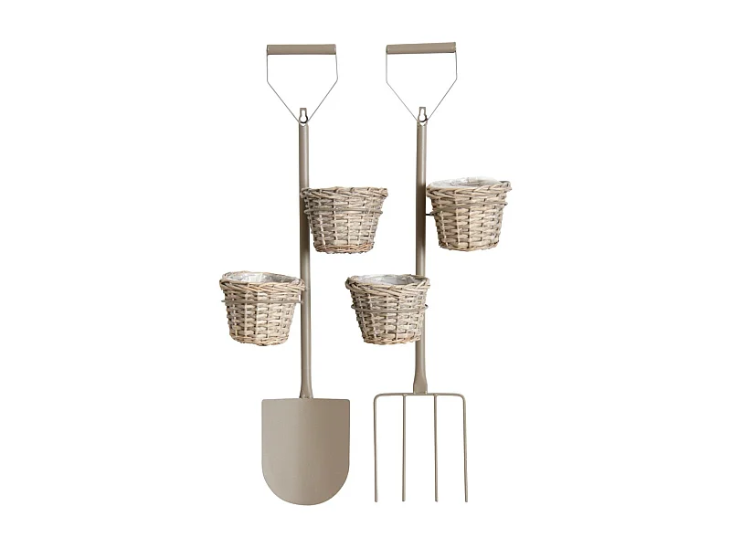 Porte-pots mural en éclisse teintée et métal Lot de 2