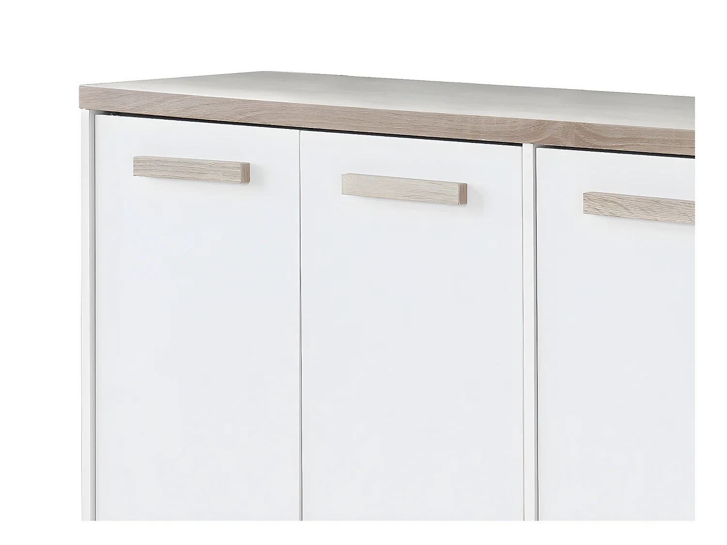 Mueble zapatero de 3 puertas y 3 estantes - Blanco y Natural claro - SKAIDO