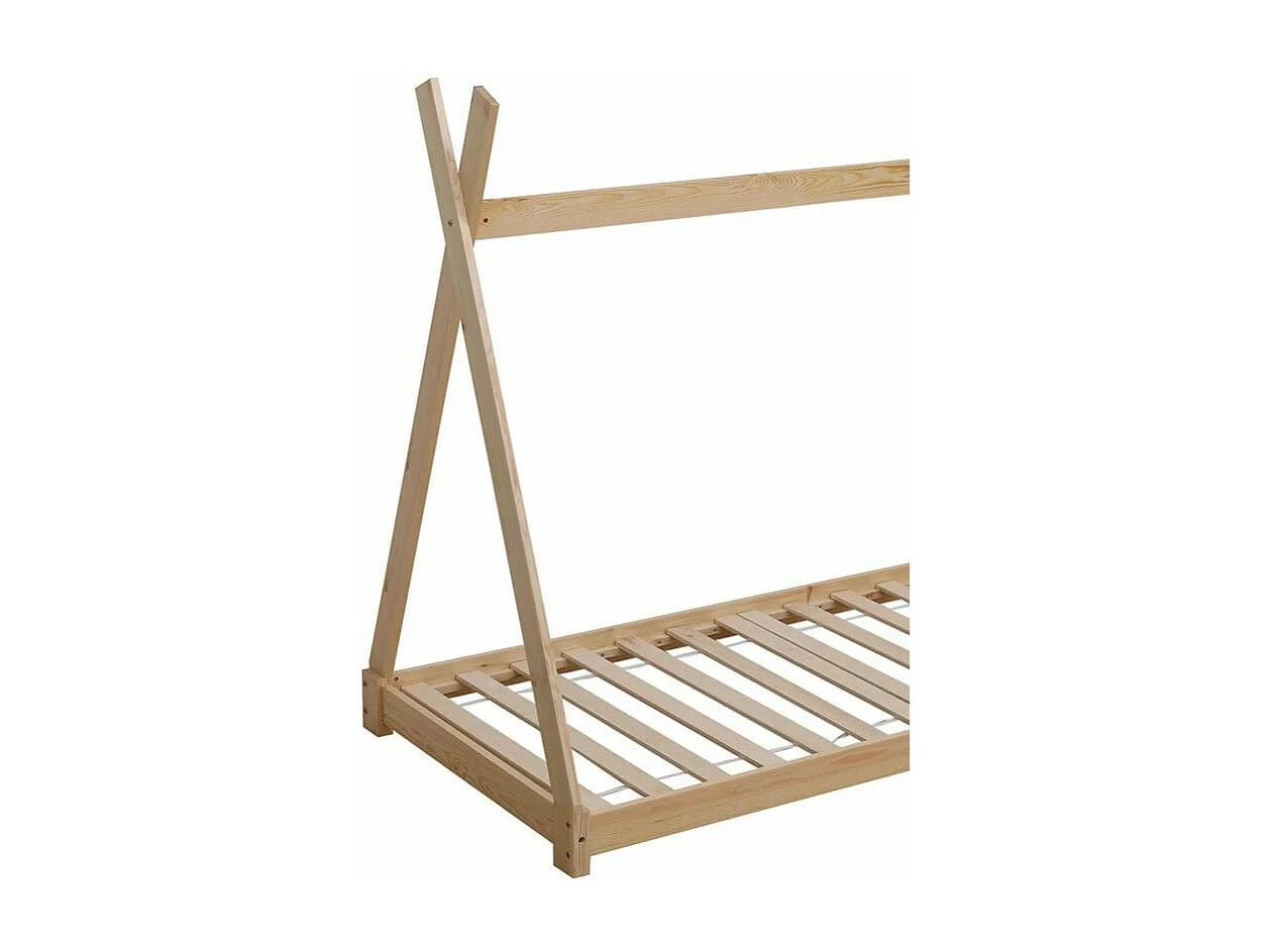 Lit Enfant Tipi en Bois "Banks" 90x190cm Beige