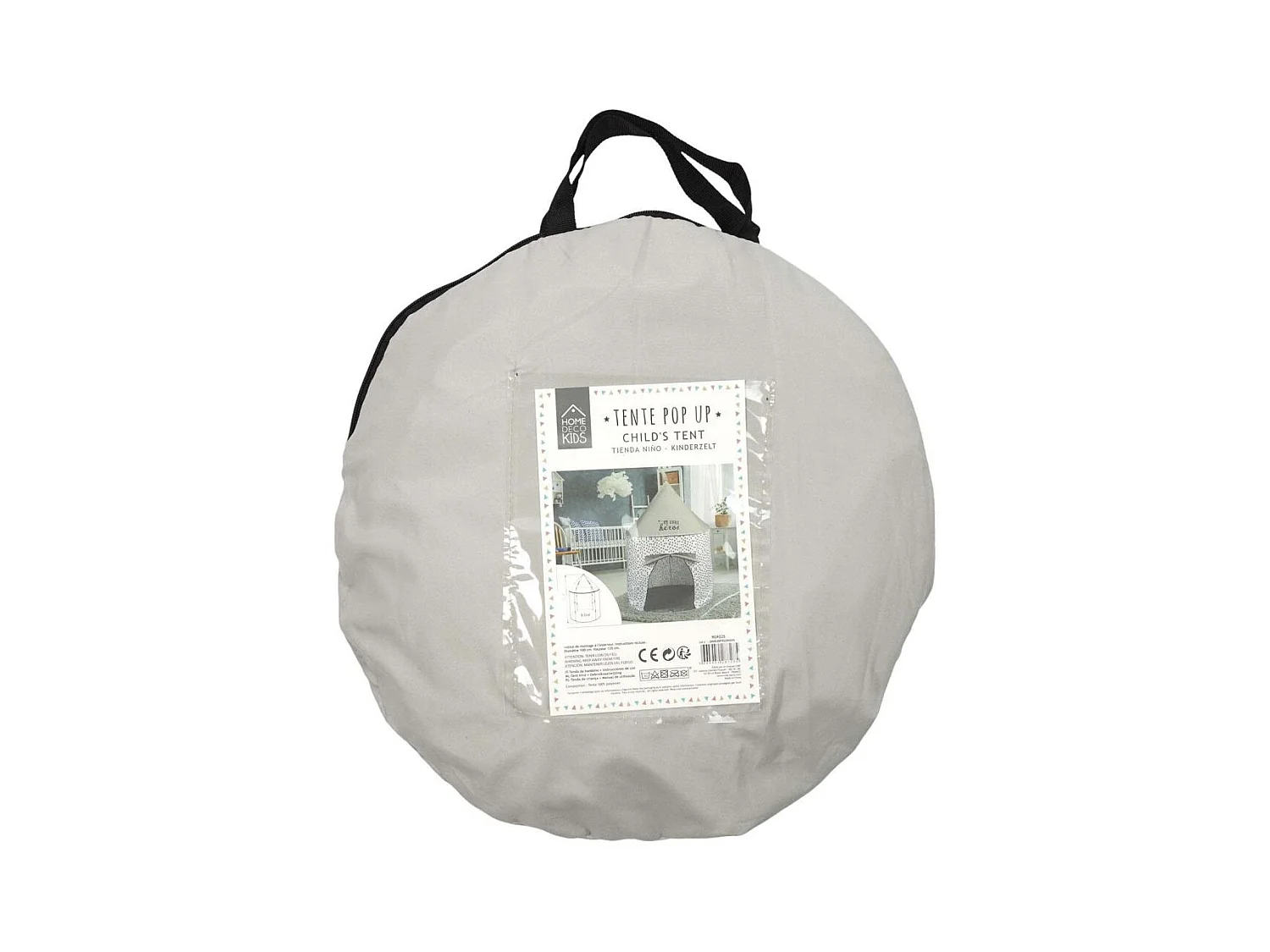 Tente Pop Up Grise 100x135cm Blanc, Gris, Noir