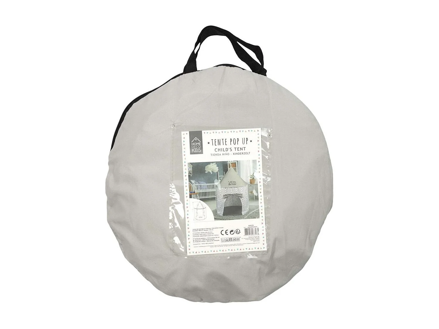 Tente Pop Up Grise 100x135cm Blanc, Gris, Noir