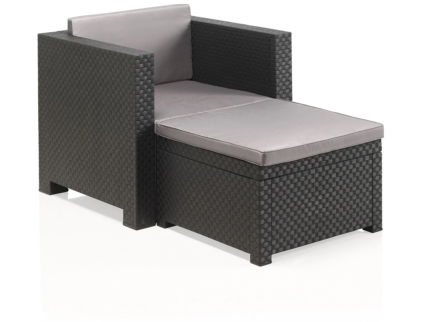 Conjunto de jardín Sira 2 sillones + 2 puffs + 1 mesa grafito