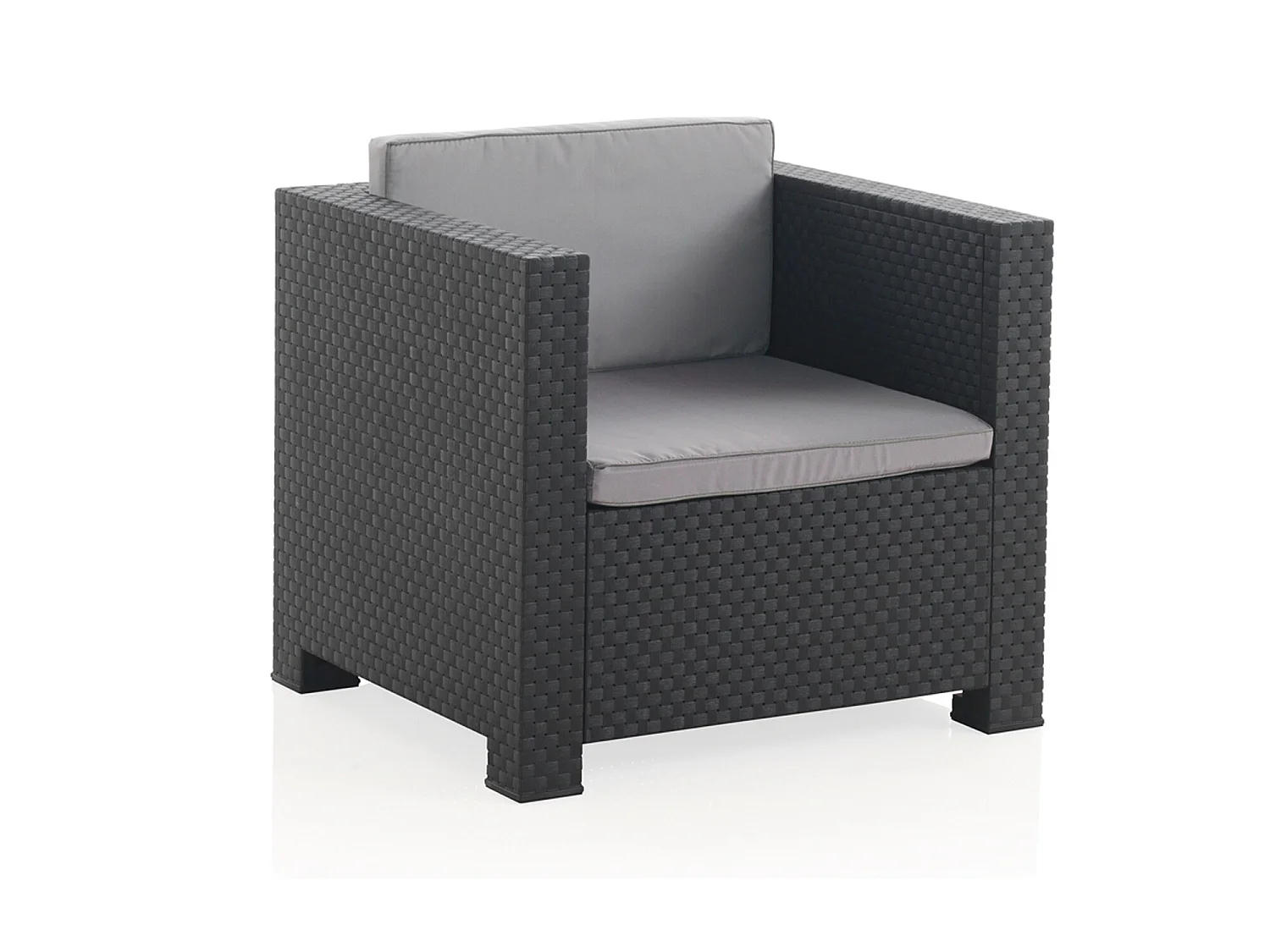 Conjunto de jardín Sira 2 sillones + 2 puffs + 1 mesa grafito