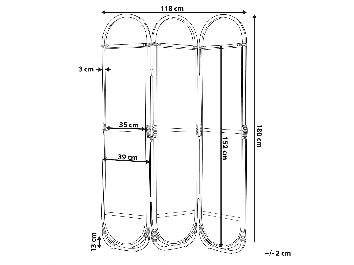 Raumteiler Rattan natürlich / heller Holzfarbton 118 x 180 cm Paravent Cortona