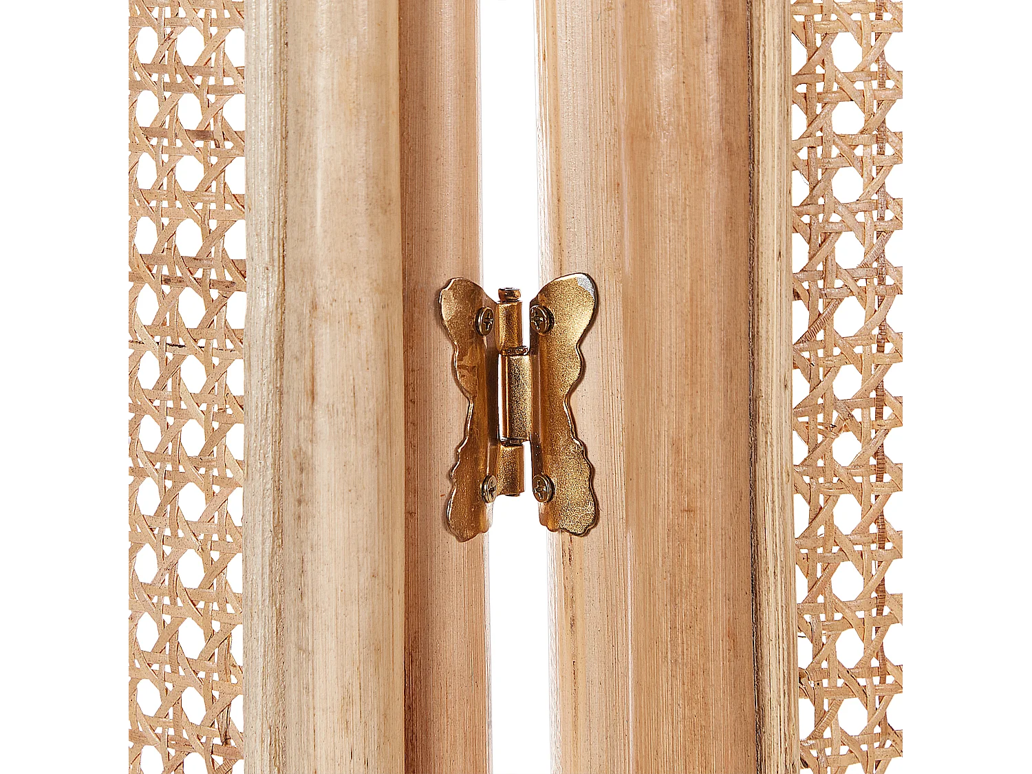 Raumteiler Rattan natürlich / heller Holzfarbton 118 x 180 cm Paravent Cortona