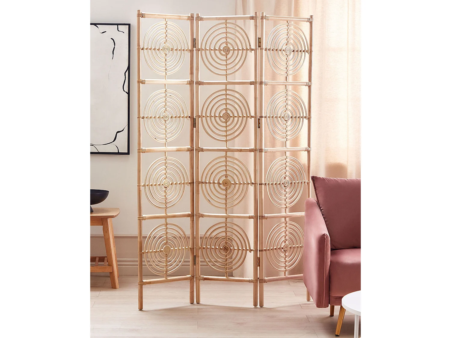 Biombo com 3 painéis ALTAMURA Castanho claro 117 cm 180 cm