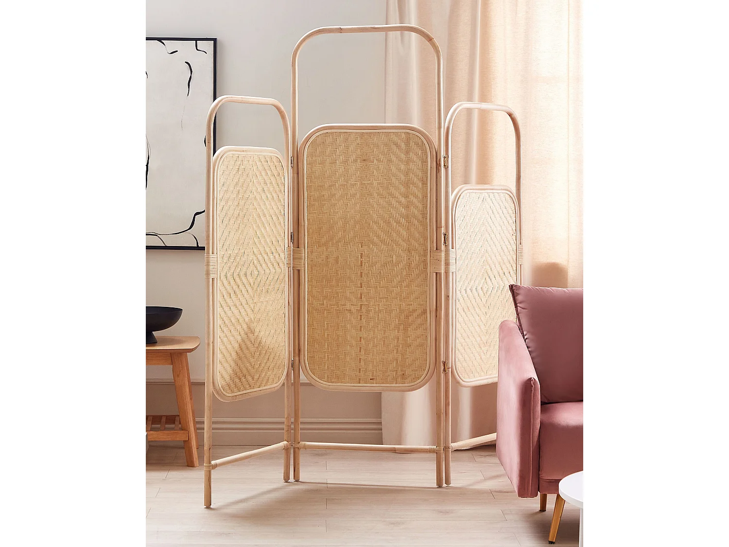 Roomdivider met 3 panelen CARPI Natuurlijk 166 cm 180 cm