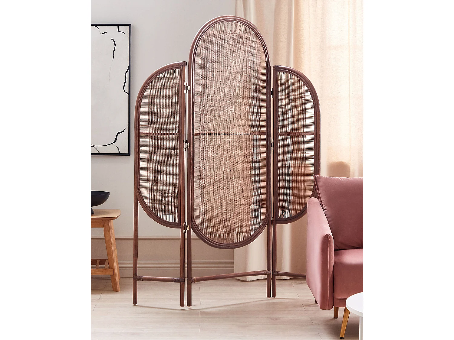 Séparateur de pièce à 3 panneaux VIGEVANO Marron 134 cm 180 cm