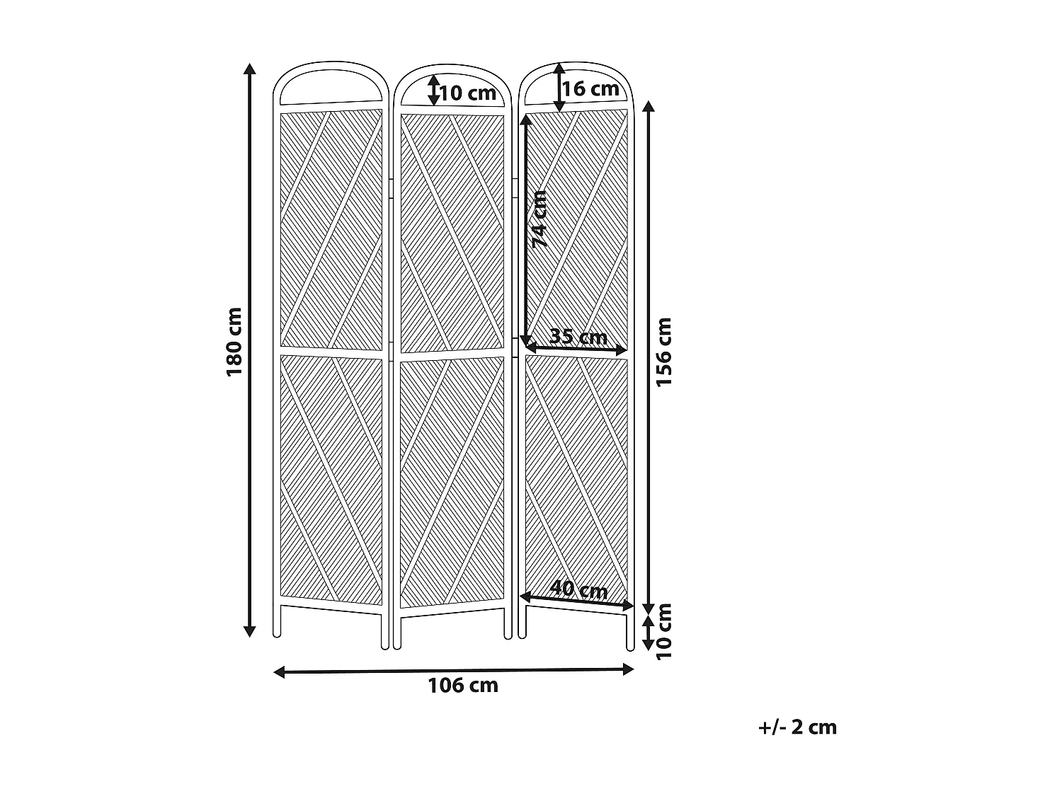 Roomdivider met 3 panelen COSENZA Lichtbruin 106 cm 180 cm