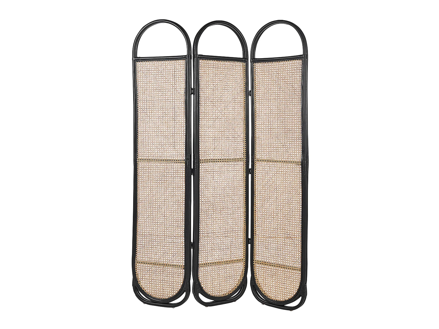 Raumteiler Rattan natürlich / heller Holzfarbton / schwarz 118 x 180 cm Cortona
