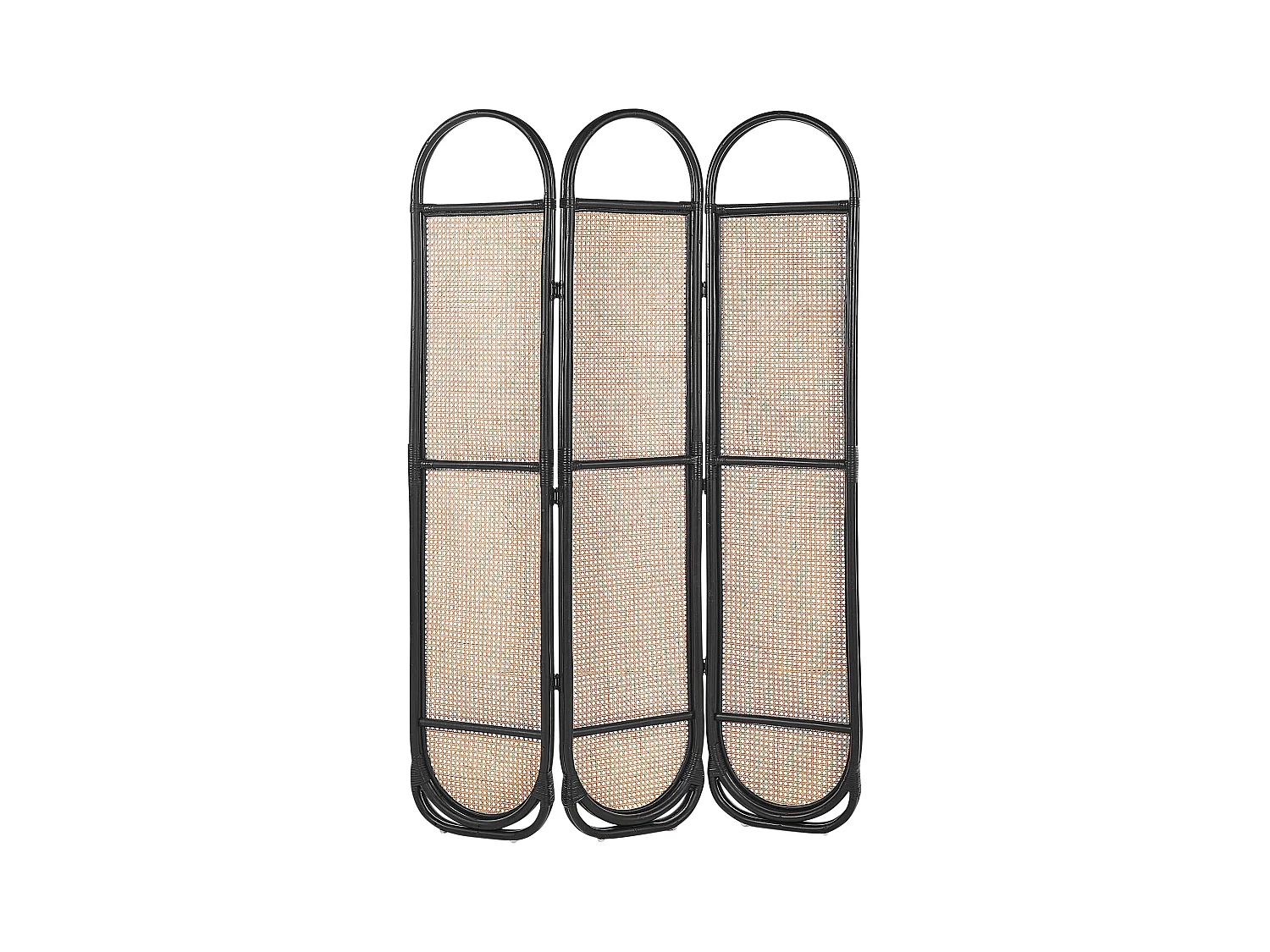 Raumteiler Rattan natürlich / heller Holzfarbton / schwarz 118 x 180 cm Cortona