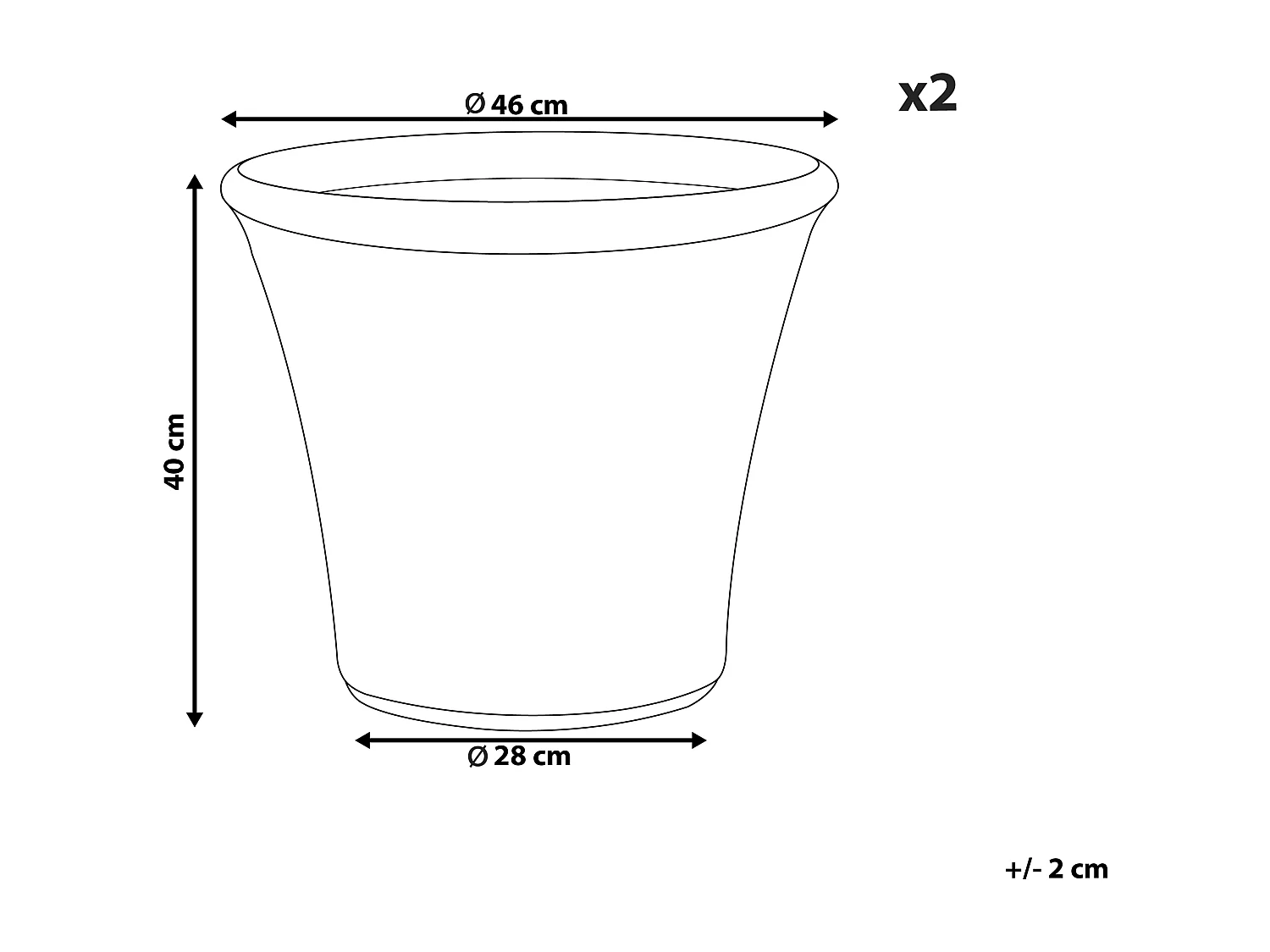 Blumentopf Lehm / Glasfaser blau 2er Set rund ⌀ 46 cm Outdoor Modern Kokkino