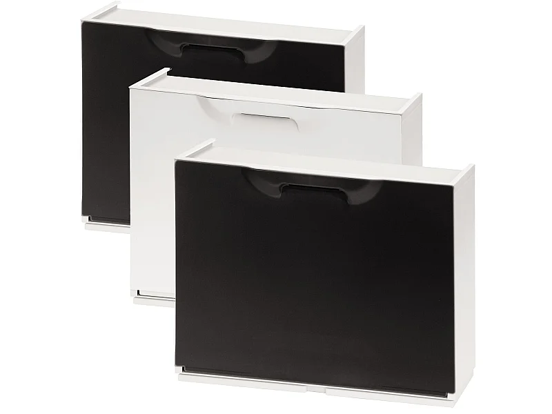 Lot de 3 étagères à chaussures noires et étagères à chaussures blanches en polypropylène