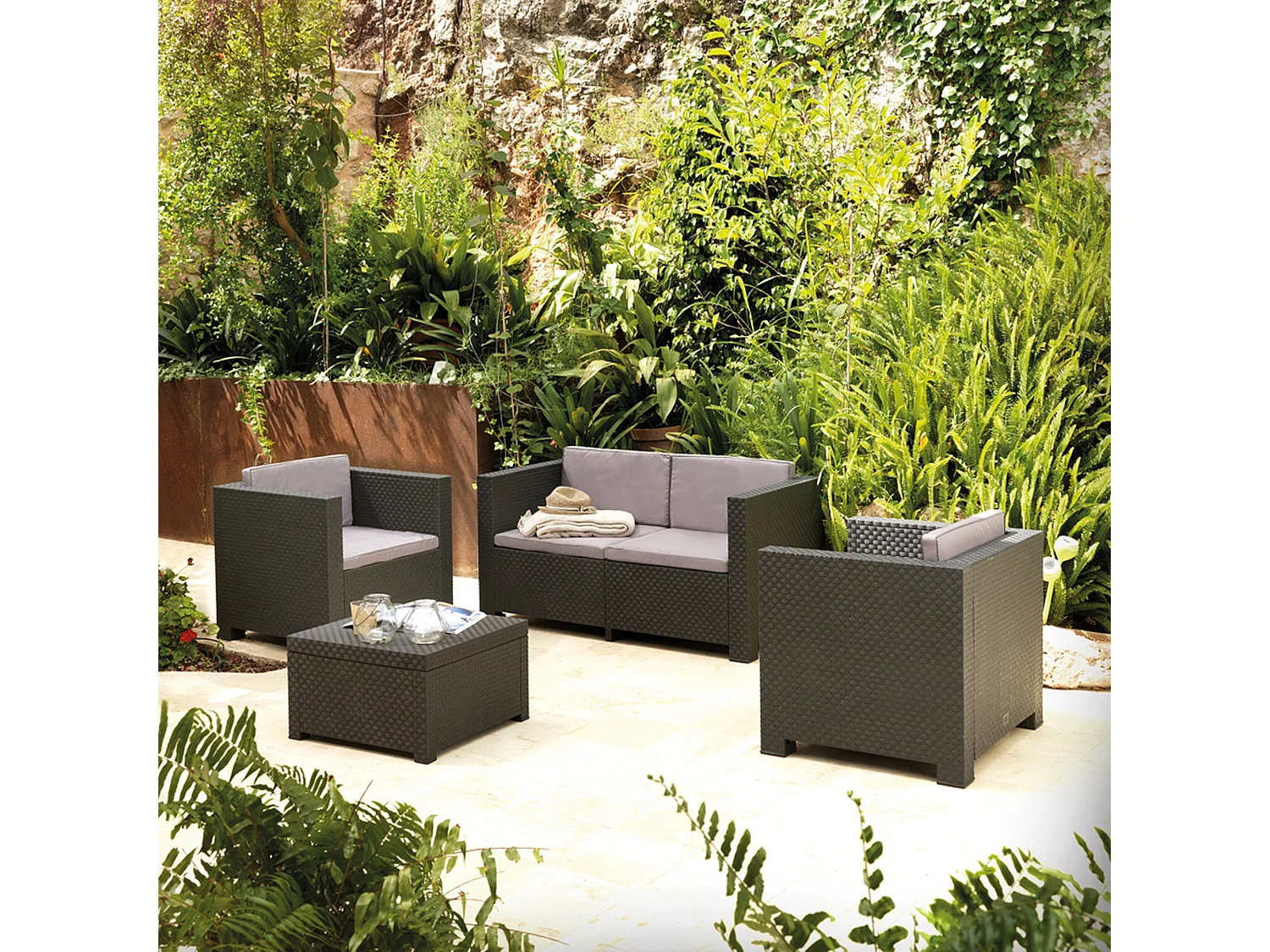 Fauteuil de jardin individuel diva graphite 74 x 66 x 72 x 66 x 72
