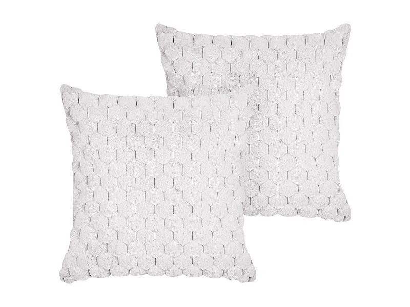 Set van 2 decoratieve kussens PURSLANE Nepbont 43 x 43 cm Wit Geometrisch patroon