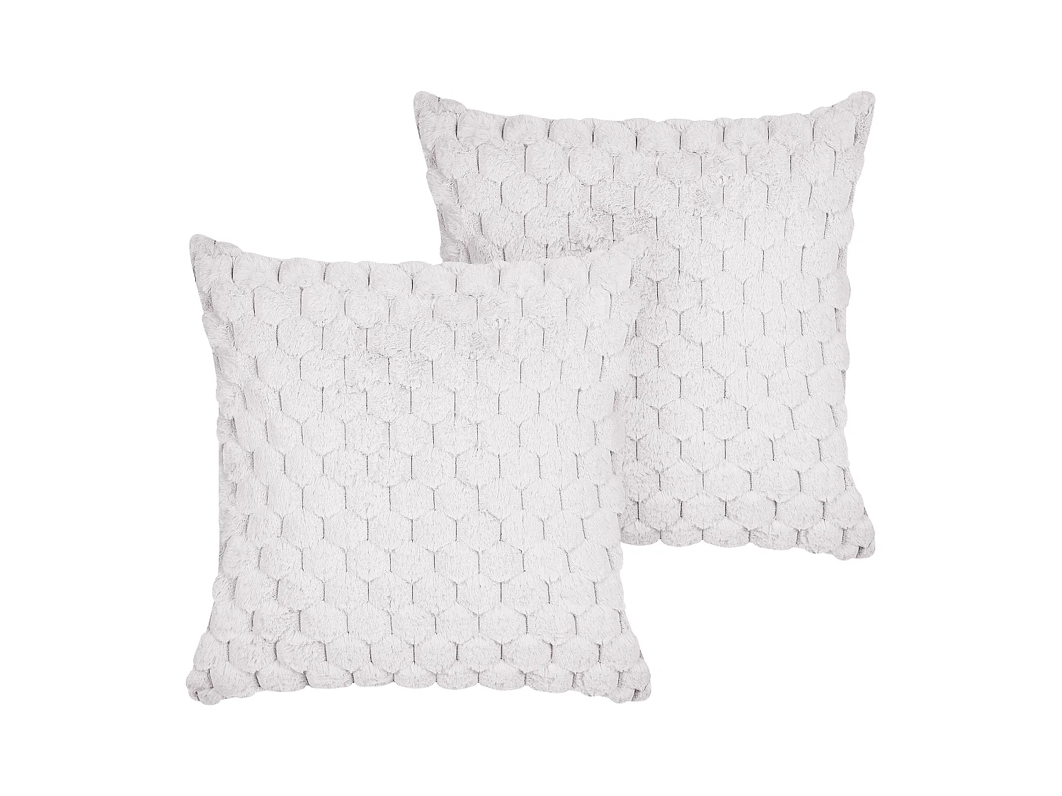 Lot de 2 coussins décoratifs PURSLANE Fourrure synthétique 43 x 43 cm Blanc Motif géométrique
