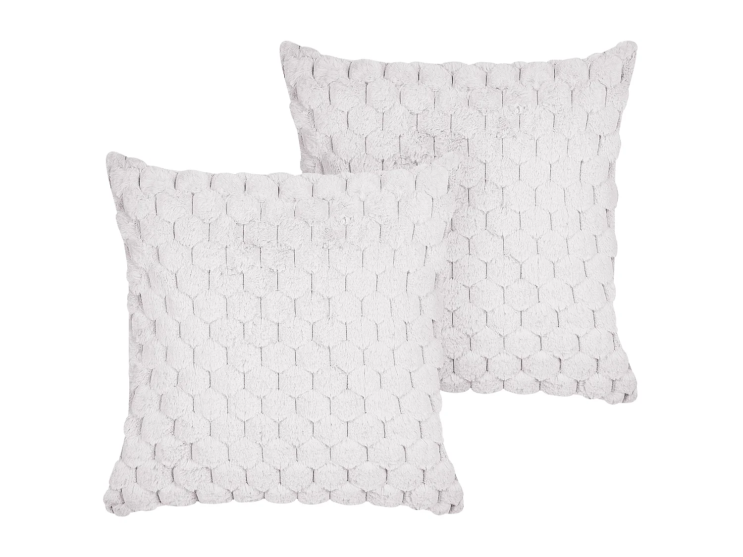 Set of 2 Decorative Cushions PURSLANE Faux Fur 43 x 43 cm White Geometric Pattern