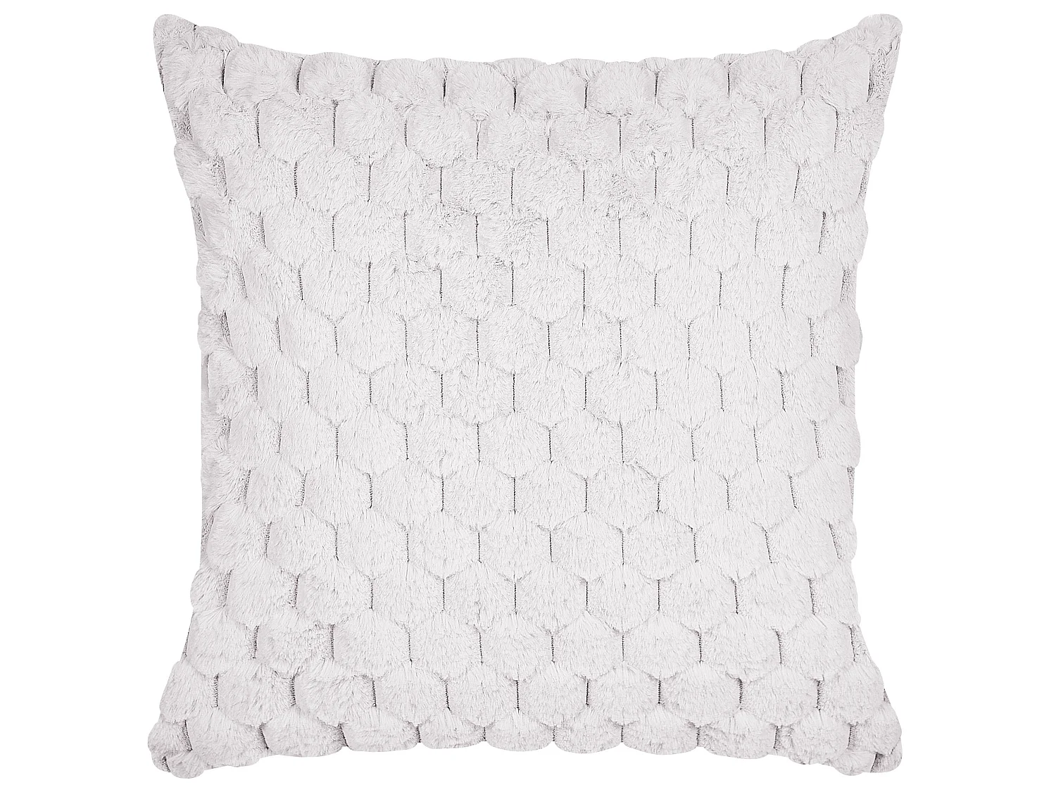 Set of 2 Decorative Cushions PURSLANE Faux Fur 43 x 43 cm White Geometric Pattern