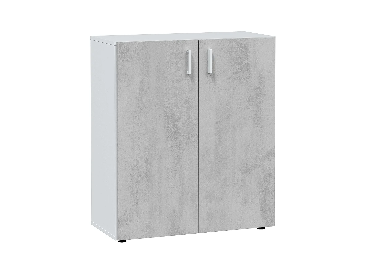 Armario multiusos 2 puertas mueble auxiliar blanco y cemento 92x80x37 cm