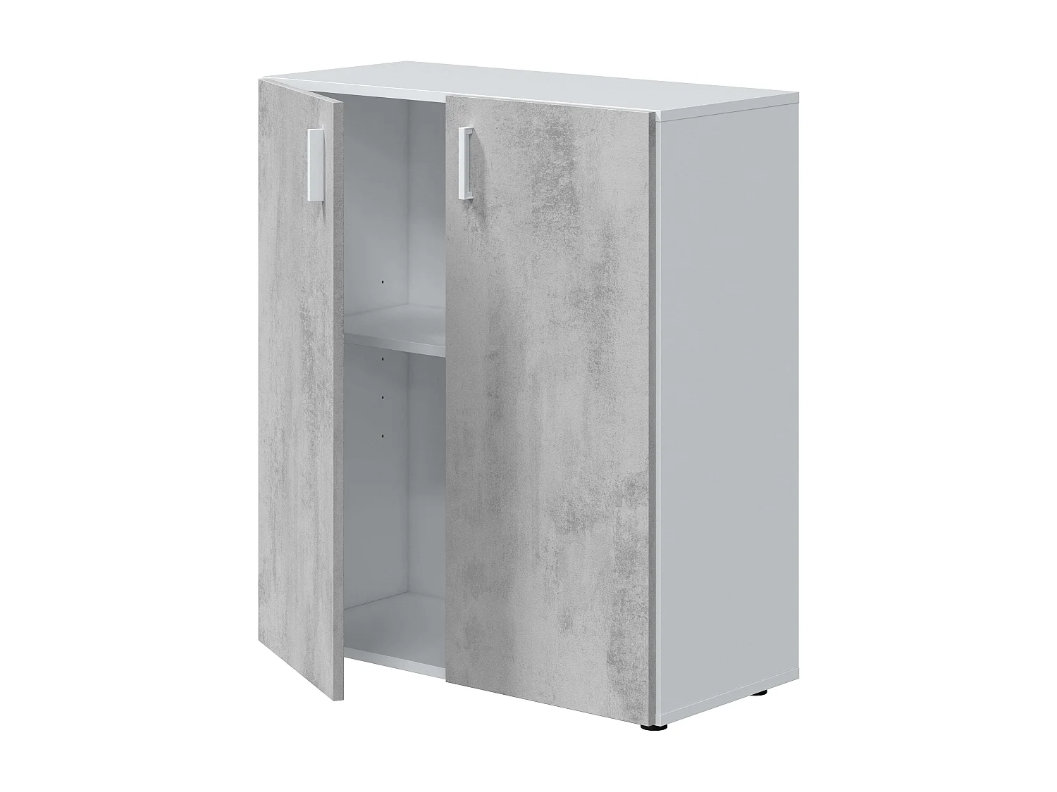 Armario multiusos 2 puertas mueble auxiliar blanco y cemento 92x80x37 cm