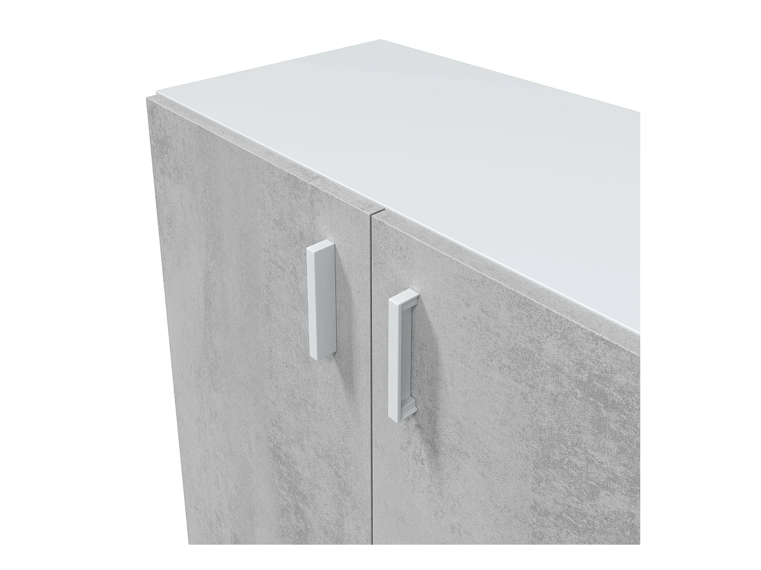 Armario multiusos 2 puertas mueble auxiliar blanco y cemento 92x80x37 cm