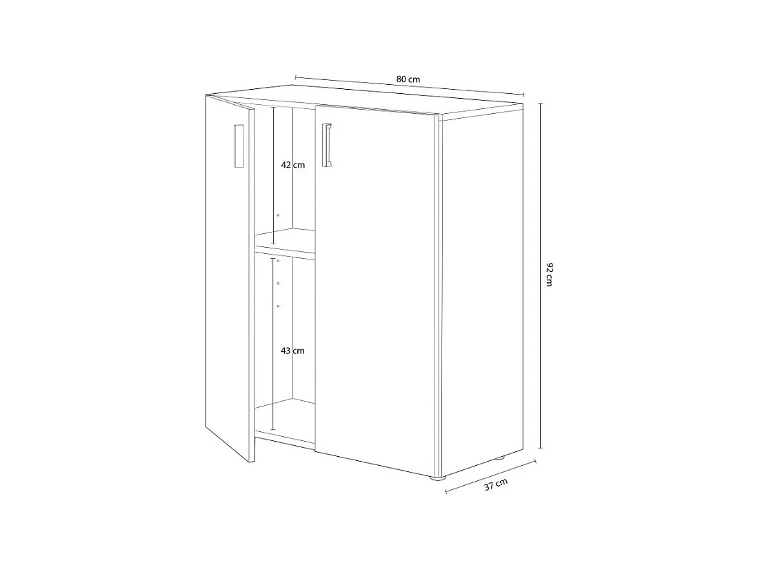 Armario multiusos 2 puertas mueble auxiliar blanco y cemento 92x80x37 cm
