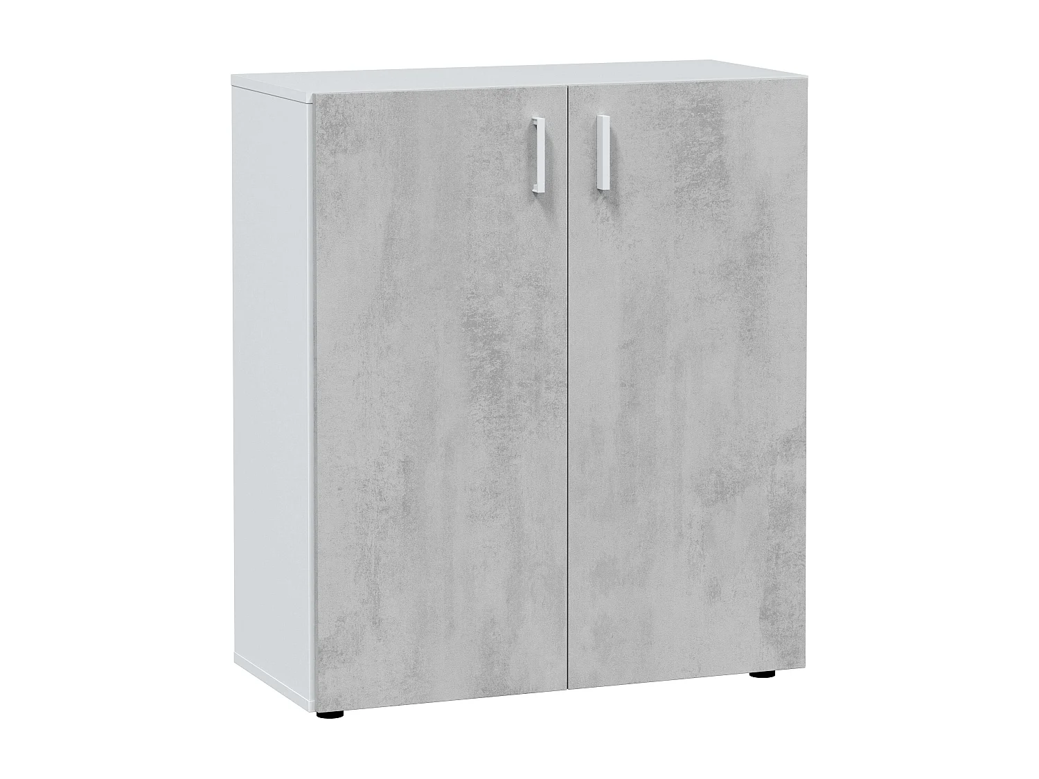 Armario multiusos 2 puertas mueble auxiliar blanco y cemento 92x80x37 cm