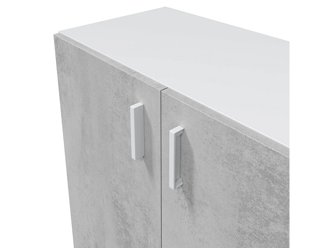 Armario multiusos 2 puertas mueble auxiliar blanco y cemento 92x80x37 cm