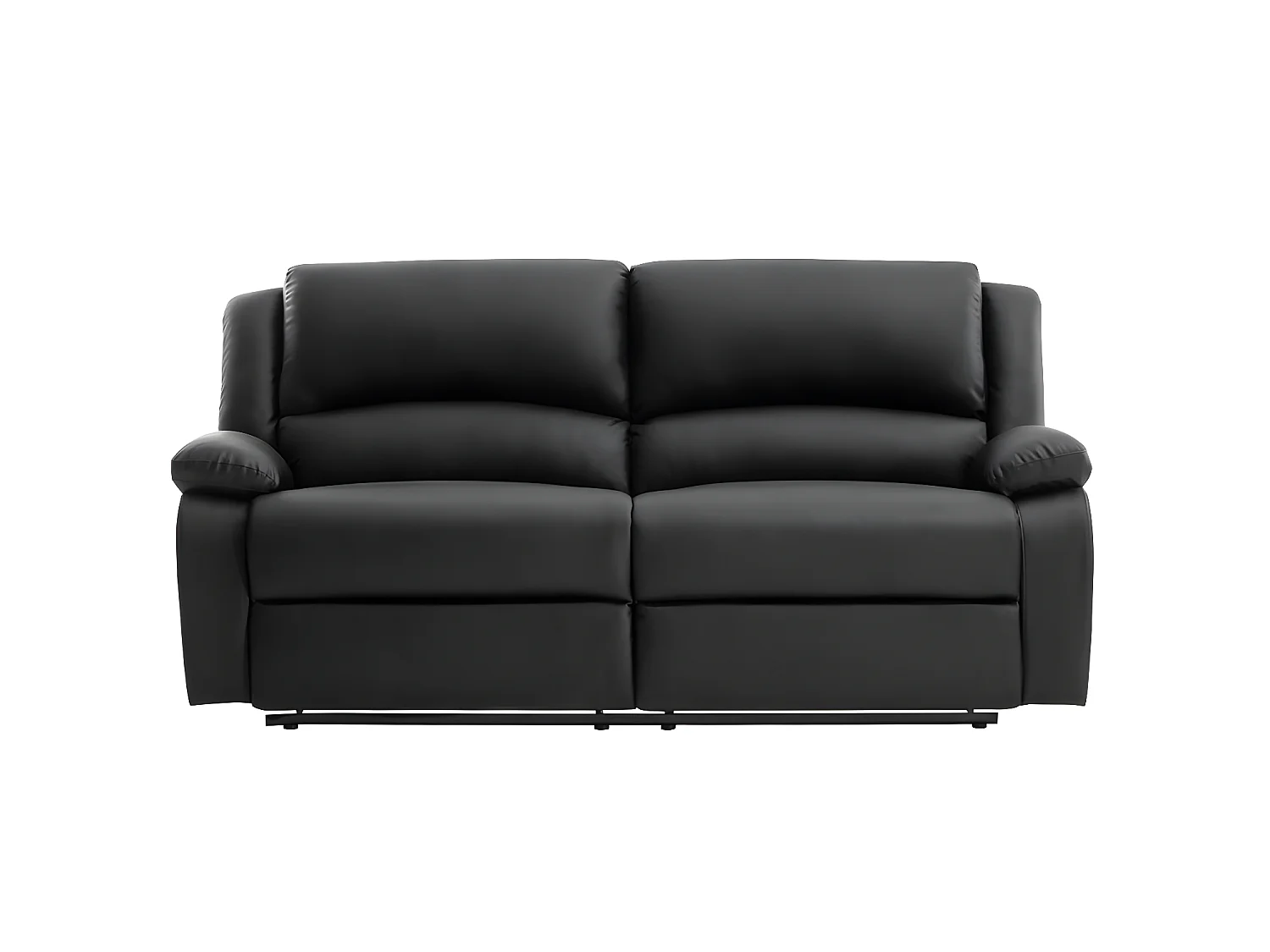 Canapé relax manuel 3 places avec 2 assises XXL Léo en simili - Noir - L193 x P93 x H96cm - Loungitude