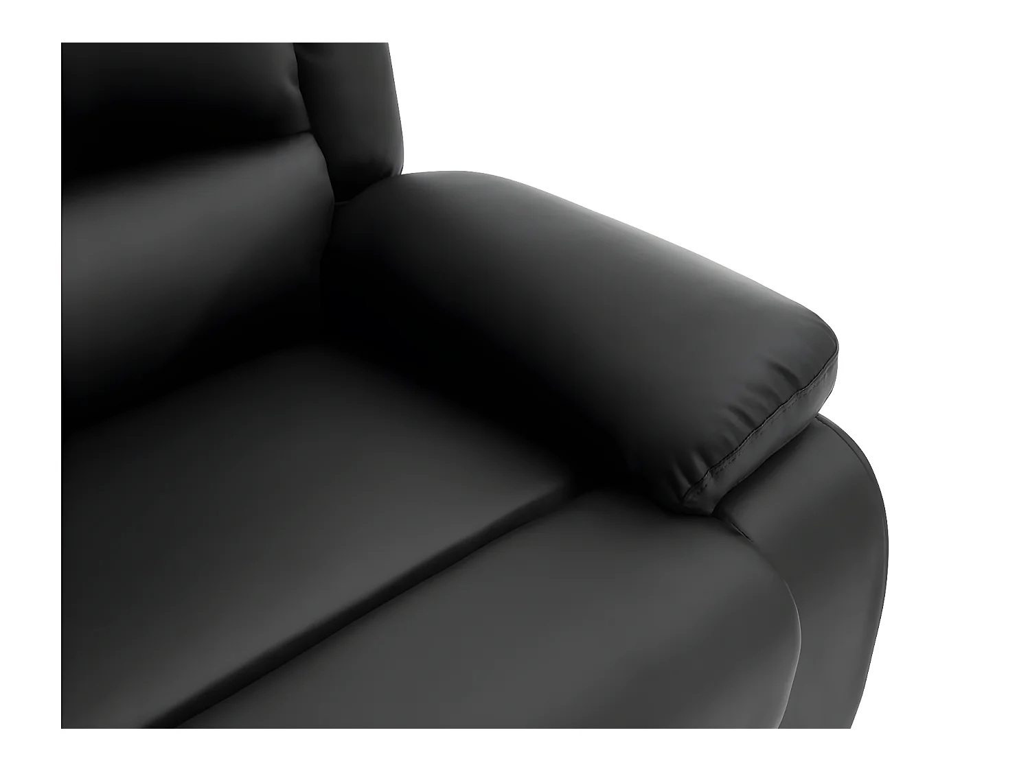 Canapé relax manuel 3 places avec 2 assises XXL Léo en simili - Noir - L193 x P93 x H96cm - Loungitude