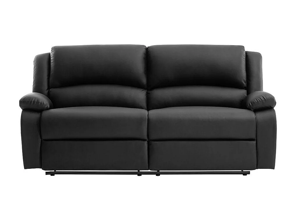 Canapé relax manuel 3 places avec 2 assises XXL Léo en simili - Noir - L193 x P93 x H96cm - Loungitude