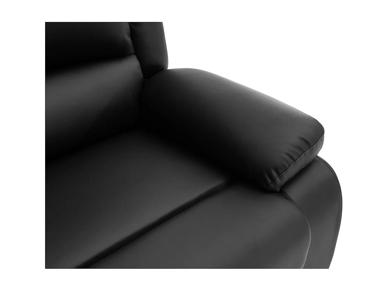 Canapé relax manuel 3 places avec 2 assises XXL Léo en simili - Noir - L193 x P93 x H96cm - Loungitude