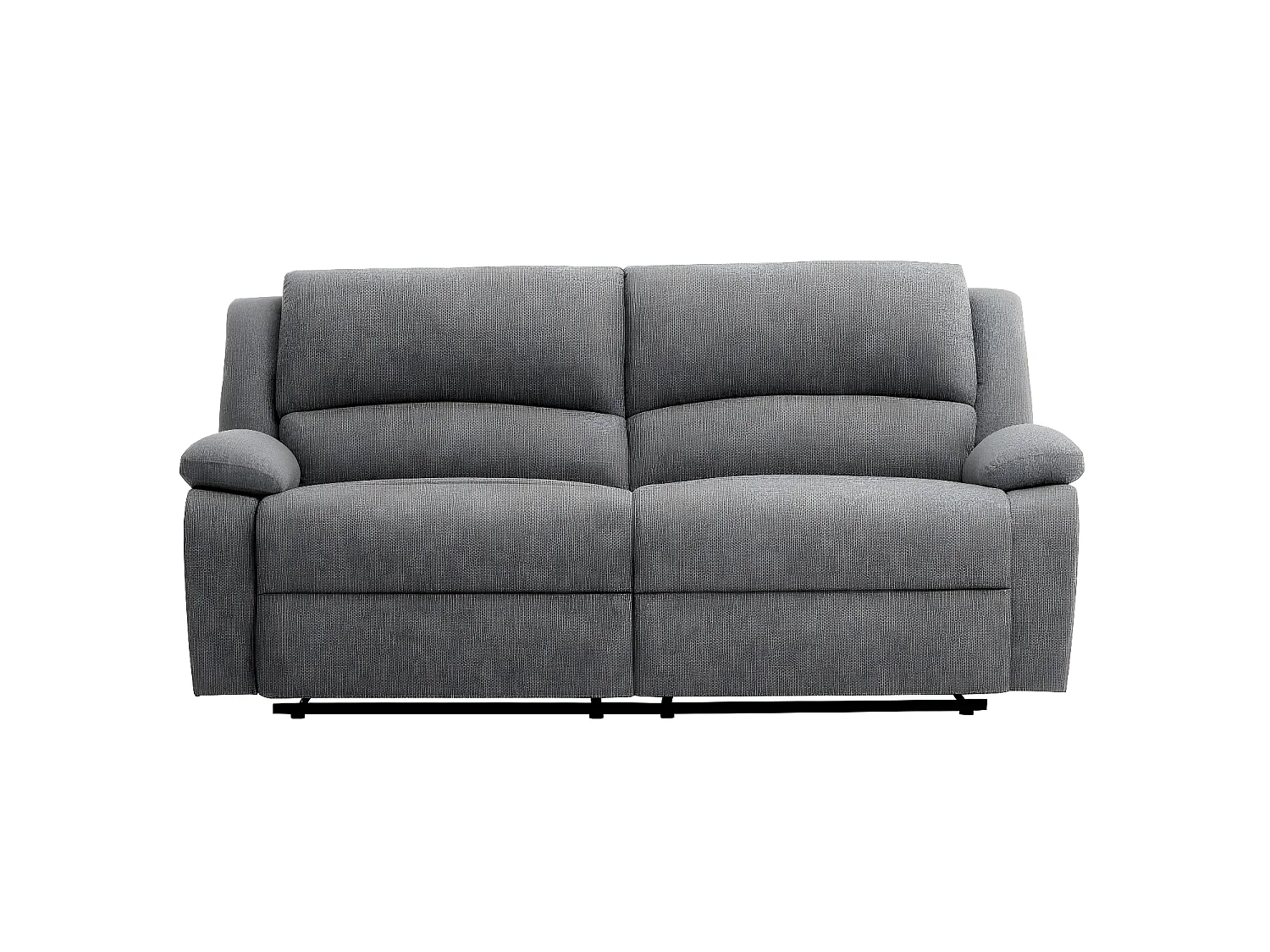 Canapé relax manuel 3 places avec 2 assises XXL Léo en tissu - Gris clair - L193 x P93 x H96cm - Loungitude