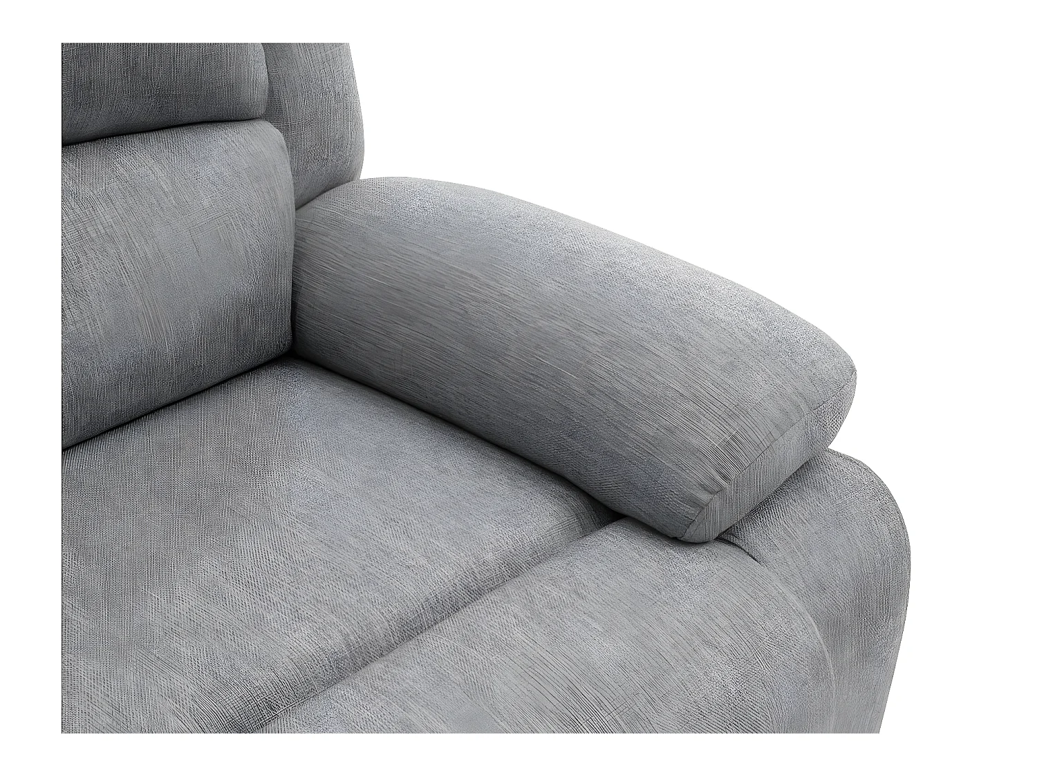 Canapé relax manuel 3 places avec 2 assises XXL Léo en tissu - Gris clair - L193 x P93 x H96cm - Loungitude