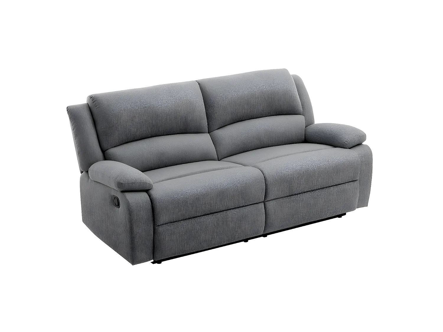 Canapé relax manuel 3 places avec 2 assises XXL Léo en tissu - Gris clair - L193 x P93 x H96cm - Loungitude