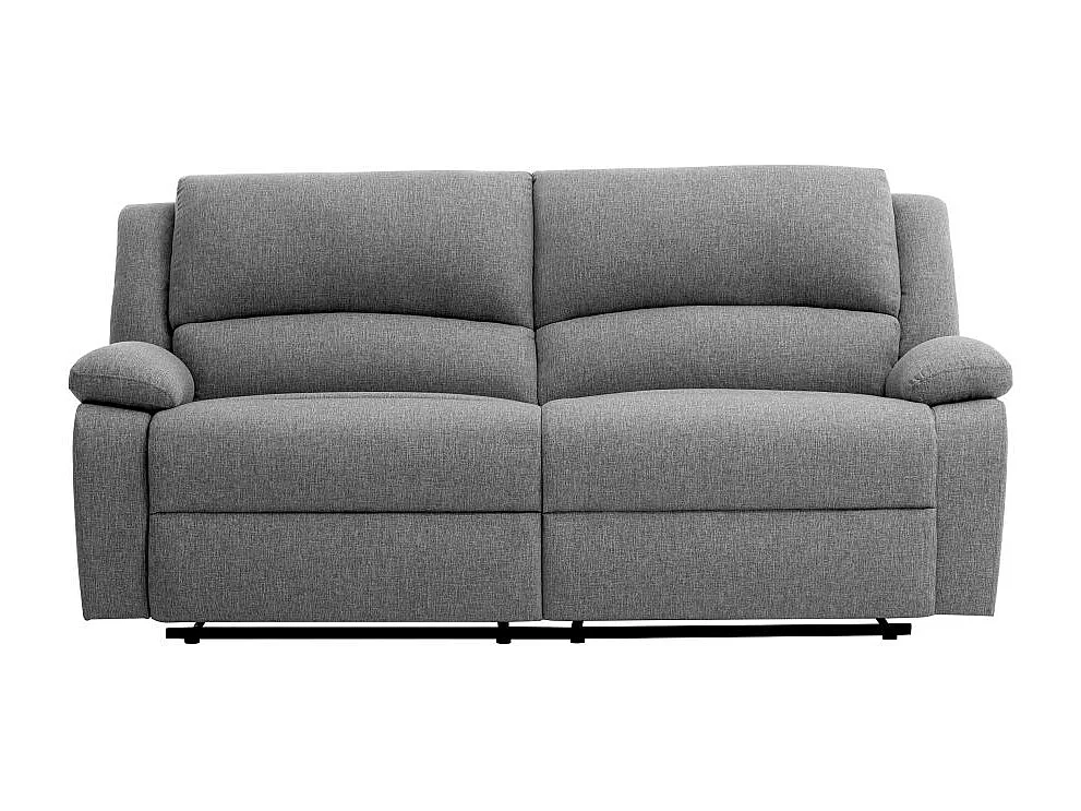 Canapé relax manuel 3 places avec 2 assises XXL Léo en tissu - Gris clair - L193 x P93 x H96cm - Loungitude