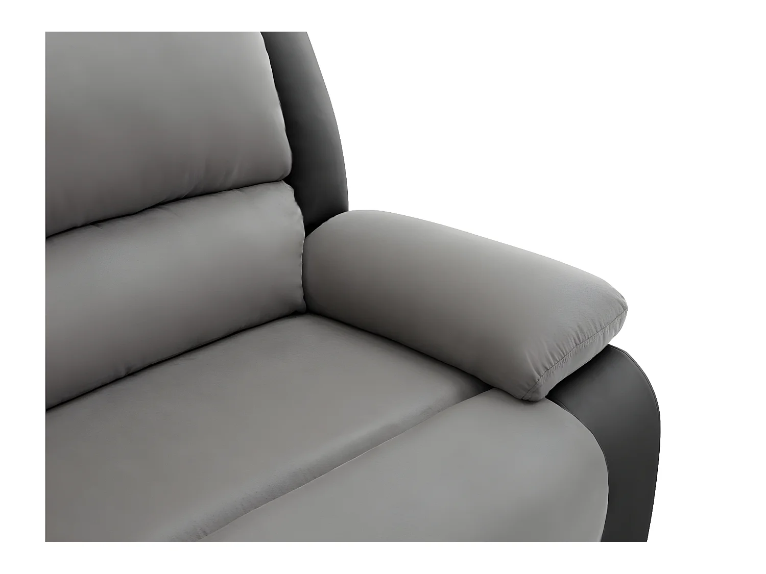 Canapé relax manuel 3 places avec 2 assises XXL Léo en microfibre et simili - Noir/Gris - L193 x P93 x H96cm - Loungitude